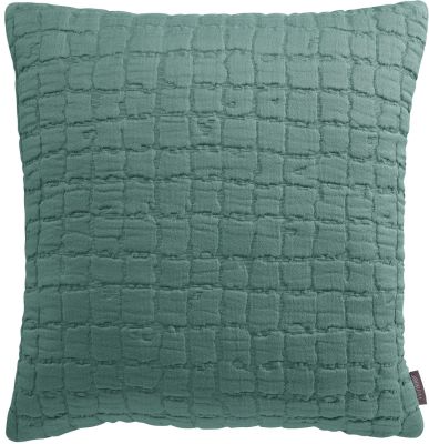 Coussin Swami coton stonewash effet matelassé carreaux lichen 45x45 - Winkler