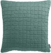 Coussin Swami coton stonewash effet matelassé carreaux lichen 45x45 - Winkler