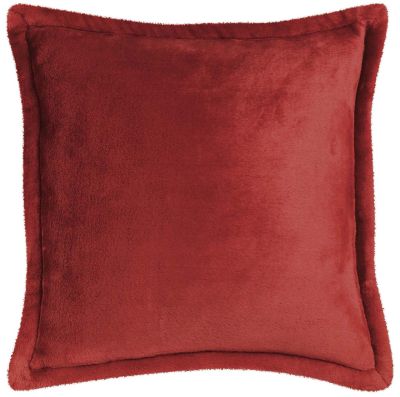 Coussin Tender velours polyester uni rouge Tomette 50x50 - Winkler