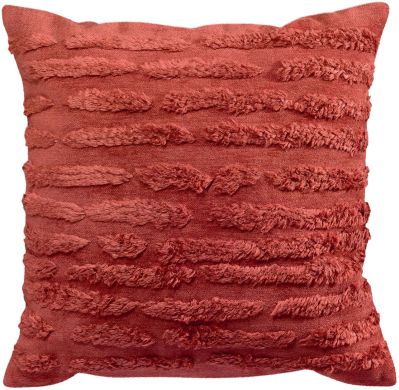 Coussin Waka viscose/coton rayures velours rouge Tomette 45x45 - Winkler