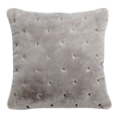 Coussin Yana velours polyester points reliefs uni gris perle 45x45 - Winkler