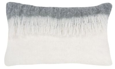 Coussin laine acrylique à franges Merry gris 50x30 - Winkler