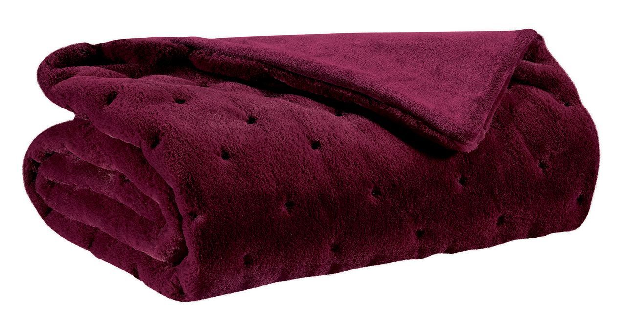 Couvre Lit Yana Velours Polyester Points Reliefs Uni Lie De Vin 230x250 Winkler