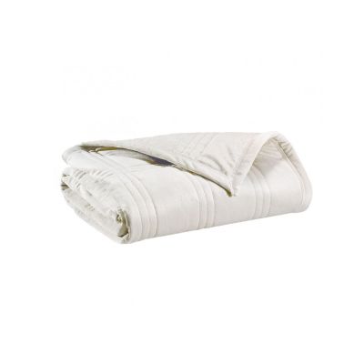 Couvre lit velours polyester uni Assy blanc neige 250x230 - Winkler