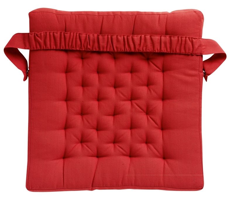 Galette de chaise Smocks rouge coton - Winkler