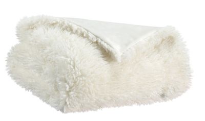 Plaid Dolly fausse fourrure polyester uni blanc neige 140x180 - Winkler