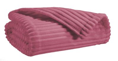 Plaid Minos velours polyester effet strié bois de rose 150x200 - Winkler