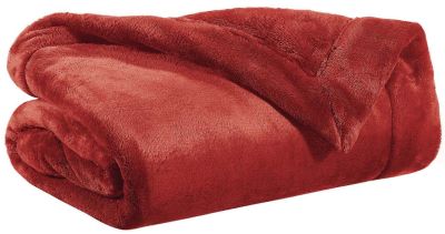 Plaid Tender velours polyester uni rouge Tomette 150x200 - Winkler