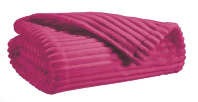 Plaid velours polyester effet strié Minos rose framboise 200x150 - Winkler