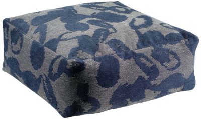 Pouf Hinda coton velours jacquard motifs abstraits bleu Encre - Winkler