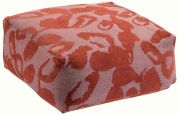 Pouf Hinda coton velours jacquard motifs abstraits rouge Tomette - Winkler