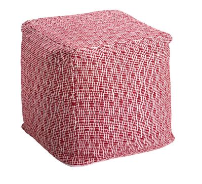 Pouf Mooréa rouge framboise broderies ethniques coton - Winkler