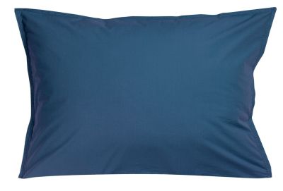Taie d'oreiller Noche percale lavée unie bleu acier 50x75 - Winkler