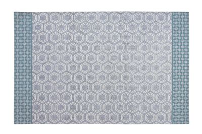 Tapis Fjord coton/acrylique motifs géométriques gris et bleu 200x80 - Winkler