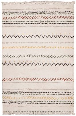 Tapis Noko en polypropylène poils longs motifs berbères naturel 120x170 - Winkler