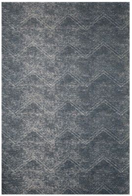 Tapis Nola acrylique/coton motifs zig-zag effet usé coloris Acier 155x230 - Winkler