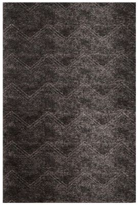 Tapis Nola acrylique/coton motifs zig-zag effet usé coloris Noir 155x230 - Winkler