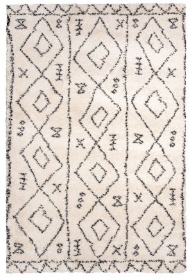 Tapis Tunis polypropylène motifs ethniques coloris Neige 160x230 - Winkler