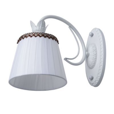 Applique murale métal blanc laqué fleur abat-jour blanc - MW-Light