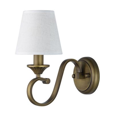 Applique simple métal coloris laiton antique abat-jour conique blanc - MW-Light