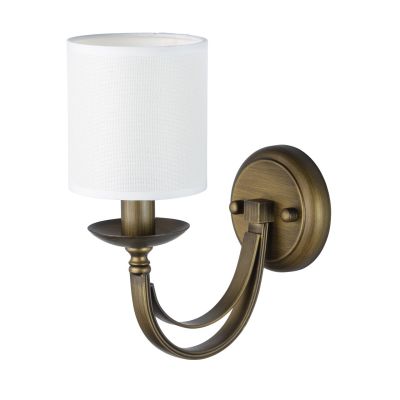 Applique simple métal coloris laiton antique abat-jour cylindre blanc - MW-Light
