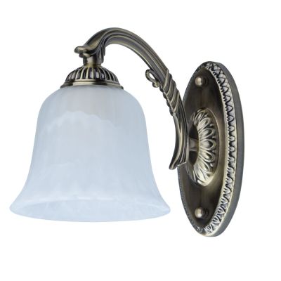 Applique simple métal coloris laiton antique abat-jour verre blanc - MW-Light