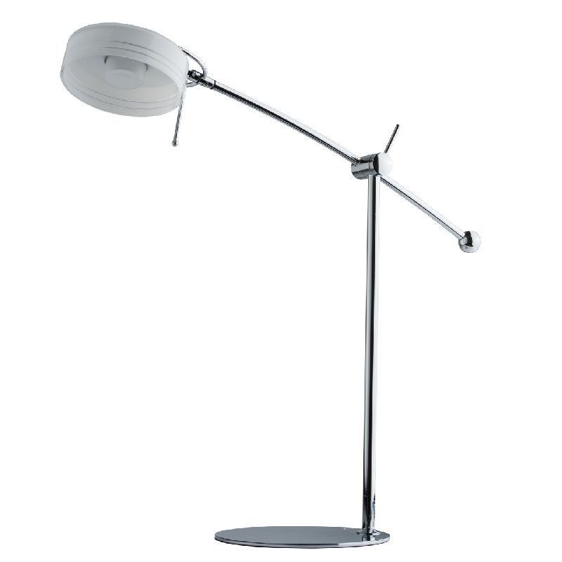 Lampe de bureau design LED métal chromé et blanc