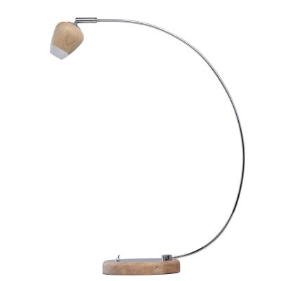 Lampe de bureau design métal chromé et bois LEDs