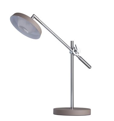 Lampe de bureau design orientable métal chromé abat-jour gris mat