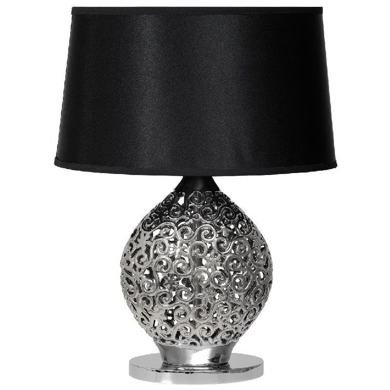 Lampe de chevet design arabesques céramique noir