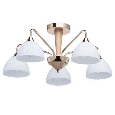 Lustre design métal et bois 5 éclairages