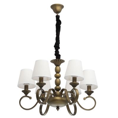 Lustre métal coloris laiton antique abat-jour conique blancs - MW-Light