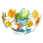 Plafonnier enfant métal et plastique animaux marins multicolores - MW-Light