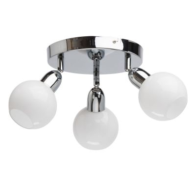 Plafonnier métal chromé abat-jour sphère verre blanc LEDs 3 éclairages - MW-Light