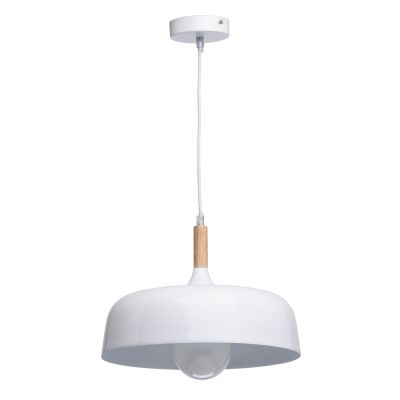 Suspension design métal blanc laqué et bois Ø33 - MW-Light