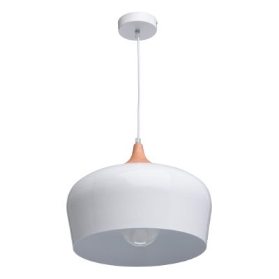 Suspension design métal blanc laqué et bois Ø35 - MW-Light