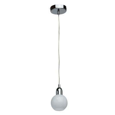 Suspension métal chromé abat-jour sphère verre blanc LEDs - MW-Light
