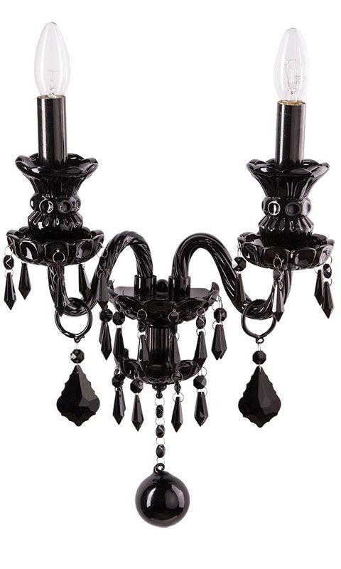Applique Murale Noir Baroque Applique gothique à pampilles métal noir 2 éclairages   Luminaires  Applique Murale Noir Baroque