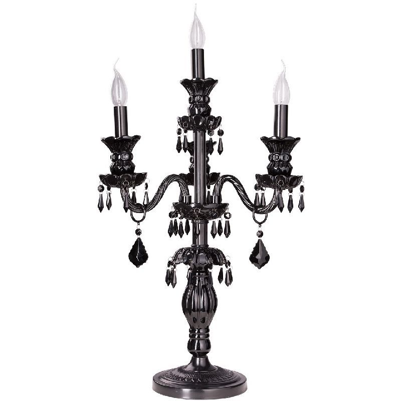 Lampe gothique à pampilles métal noir 4 éclairages