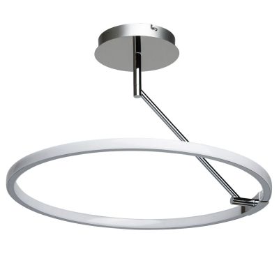 Lustre design métal chromé cercle lumineux LEDs