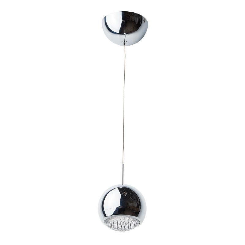 Suspension boule à LED verre et métal chromé