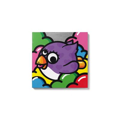 Cadre imprimé Frag Art - Oiselle violette en béton PM