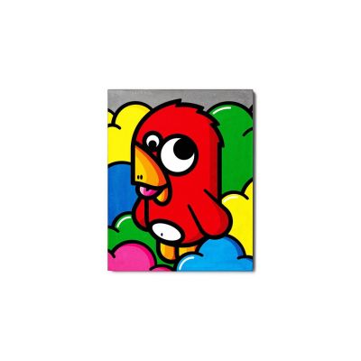 Cadre imprimé Urban art - Oiseau rouge en béton