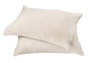 Coussin Deauville coton peigné lignes et losanges beige Lin 40x60 - Toison d'Or