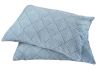 Coussin Deauville coton peigné lignes et losanges bleu Denim 40x60