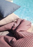 Coussin Ramatuelle coton peigné motifs zigzag beige Lin 40x60 - Toison d'Or