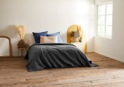 Couverture Sarenne acrylique Courtelle/coton Anthracite/souris 180x240 - Toison d'Or