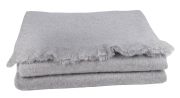 Couverture Thésée mohair à franges uni gris Perle 220x240 - Toison d'Or
