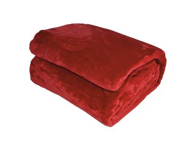 Couverture Velvet microvelours polyester uni rouge 220x240 - Toison d'Or