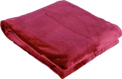 Couverture Velvet microvelours polyester uni rouge bourgogne 180x220 - Toison d'Or